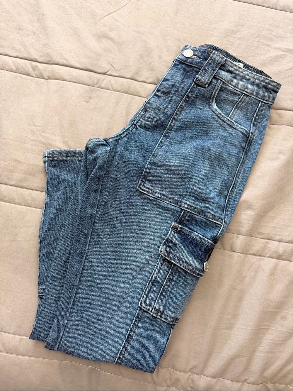 Classic Blue Women's Cargo Jeans - Stylish Everyday Denim